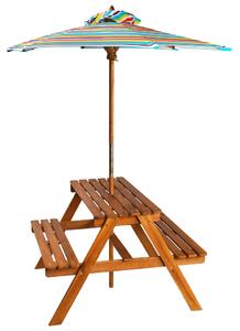 Dětský piknikový stůl se slunečníkem 79x90x60 cm masivní akácie