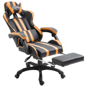 Herní židle s podnožkou oranžová umělá kůže