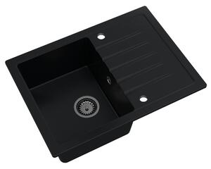 Sink Quality Titanite, kuchyňský granitový dřez 680x495x215 mm + černý sifon, černá, SKQ-TIT.C.1KKO.XB