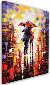 Obraz na plátně Pár v dešti pod deštníkem Rozměry: 40 x 60 cm