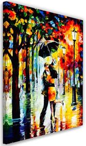 Obraz na plátně Zamilovaný pár pod deštníkem Rozměry: 40 x 60 cm