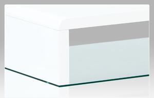 Autronic Konferenční stolek, MDF vysoký lesk bílý / čiré sklo