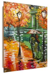 Obraz na plátně Deštivý podzim na silnici s lucernami Rozměry: 40 x 60 cm, Provedení: Panelový obraz