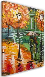 Obraz na plátně Deštivý podzim na silnici s lucernami Rozměry: 40 x 60 cm, Provedení: Obraz na plátně