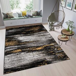 Makro Abra Kusový koberec moderní MAYA Z905A šedý černý žlutý Rozměr: 130x190 cm