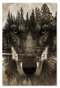 Obraz na plátně Černý vlk abstraktní, sépie Rozměry: 40 x 60 cm