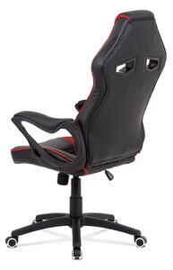 Kancelářská židle, černá ekokůže + červená látka MESH