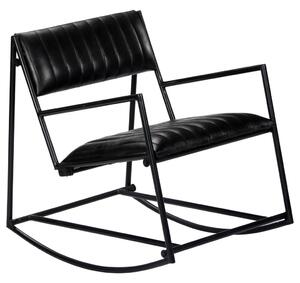 282905 Rocking Chair Black Real Leather