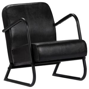 282902 Relax Armchair Black Real Leather