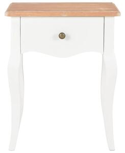 Noční stolek bílý a hnědý 40 x 30 x 50 cm masivní borové dřevo