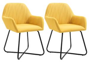 Jídelní židle 2 ks žluté textil