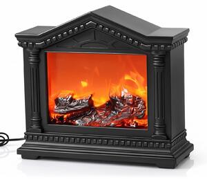 Dekorativní elektrický krb, volně stojící - s pilířovými ozdobami - 33x11x21 cm - plast