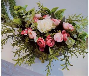 Aranžmá smuteční - květináč KERAMIKA "mísa" žardinka - v růžové-pr. 30cm