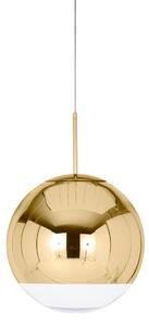 Závěsná svítidlo Tom Dixon, Mirror Ball, stmívatelné, Zlatá / mosazná, Obývací pokoj, Plast, Design