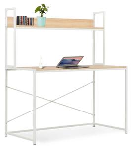 PC stůl bílý a dubový odstín 120 x 60 x 138 cm