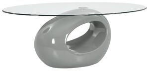 Konferenční stolek s oválnou skleněnou deskou vysoký lesk šedý