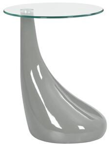 Konferenční stolek s kulatou skleněnou deskou šedý vysoký lesk