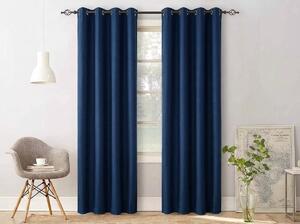 Zatemňovací závěsy OXFORD tmavě modré 140x250 cm (2 ks), kovové kroužky