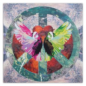 Obraz na plátně Znak míru a ptáci Rozměry: 30 x 30 cm
