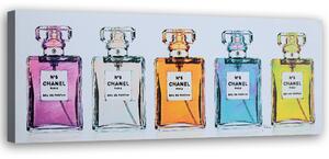 Obraz na plátně Barevné flakony na parfémy Chanel Rozměry: 90 x 30 cm