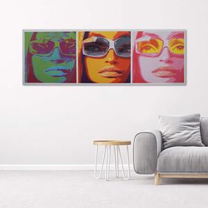 Obraz na plátně Barevný obličej ženy v brýlích Rozměry: 90 x 30 cm