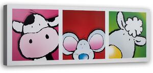 Obraz na plátně Kráva, myš a jehně Rozměry: 90 x 30 cm