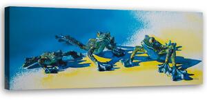 Obraz na plátně Tři modré žáby Rozměry: 90 x 30 cm
