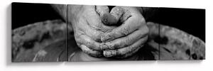 Černobílý obraz - výroba keramiky (170x50 cm)