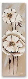 Obraz Bílé malované květiny Velikost: 30 x 90 cm, Provedení: Panelový obraz