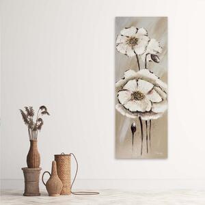 Obraz Bílé malované květiny Velikost: 30 x 90 cm, Provedení: Panelový obraz