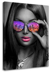 Obraz na plátně Pop art dívka s brýlemi New York Rozměry: 40 x 60 cm