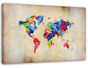 Obraz na plátně Mapa světa barevné šílenství Rozměry: 60 x 40 cm