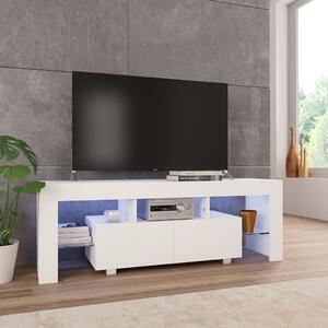 TV skříňka s LED osvětlením bílá s vysokým leskem 130x35x45 cm