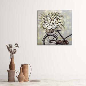 Obraz na plátně Kytice květin a jízdní kolo Rozměry: 30 x 30 cm