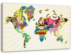 Obraz na plátně Pop art mapa světa Rozměry: 60 x 40 cm
