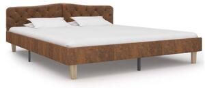 Rám postele hnědý umělá broušená kůže 180 x 200 cm