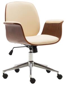 Kancelářská židle krémová ohýbané dřevo a umělá kůže