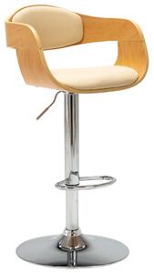Barová židle krémová ohýbané dřevo a umělá kůže