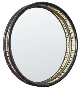 Kulaté ratanové nástěnné zrcadlo ø 60 cm černé DAKSA