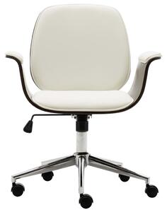 Kancelářská židle bílá ohýbané dřevo a umělá kůže