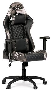 Herní židle X-GAMER — PU kůže, látka, černá / maskáč
