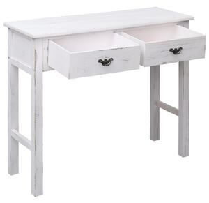 Konzolový stolek bílý s patinou 90 x 30 x 77 cm dřevo
