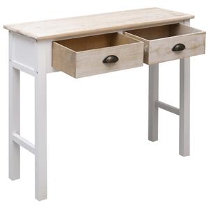 Konzolový stolek bílý a přírodní 90 x 30 x 77 cm dřevo