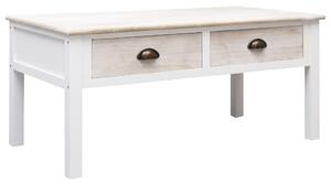 Konferenční stolek bílý a přírodní 100 x 50 x 45 cm dřevo