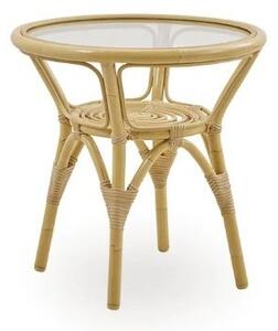 Sika Design Nízký kulatý stolek Tony dia 50 cm, Sika Design, výška 50 cm, rám hliník/výplet umělý ratan/barva béžová NATURAL, deska sklo