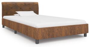 Rám postele hnědý umělá broušená kůže 100 x 200 cm
