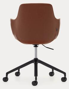 Otočná židle tassina na kolečkách kožená hnědá