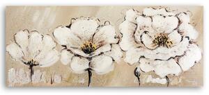 Obraz na plátně Tři bílé květy Rozměry: 90 x 30 cm