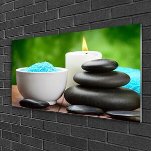 Obraz na skle Svíčky Kameny Zen Umění 140x70 cm
