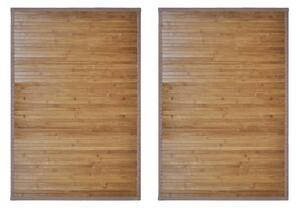 Bambusové koupelnové předložky 2 ks 60 x 90 cm hnědé